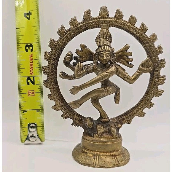 VINTAGE Shiny Dancing Shiva Nataraja Shiva‎ Hindu God Brass Statue 4" - Picture 16 of 16